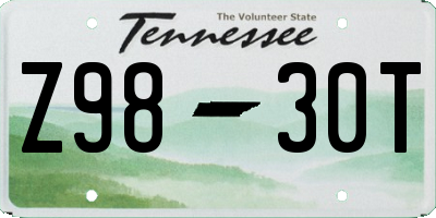 TN license plate Z9830T