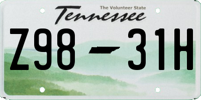 TN license plate Z9831H