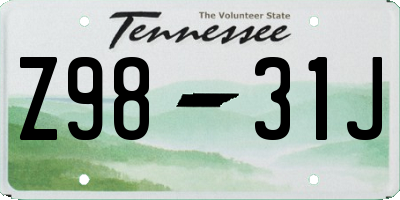 TN license plate Z9831J