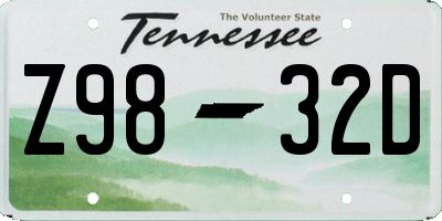 TN license plate Z9832D
