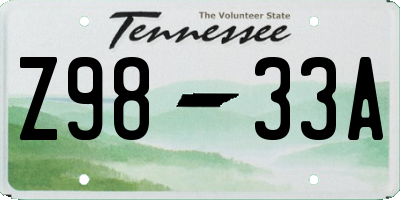 TN license plate Z9833A