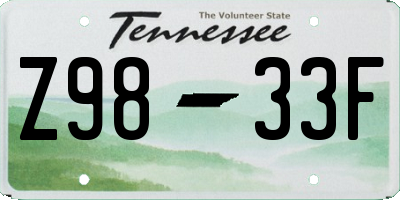 TN license plate Z9833F