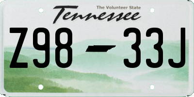 TN license plate Z9833J