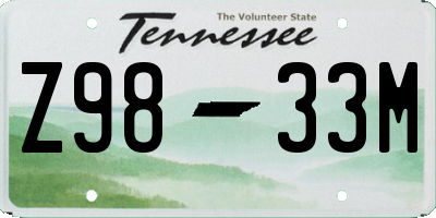 TN license plate Z9833M