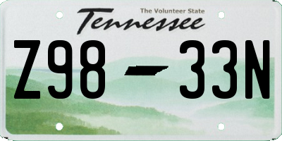 TN license plate Z9833N