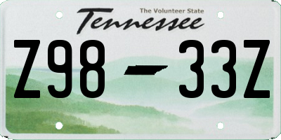 TN license plate Z9833Z