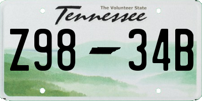 TN license plate Z9834B