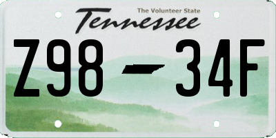 TN license plate Z9834F