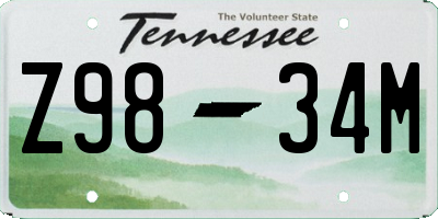 TN license plate Z9834M