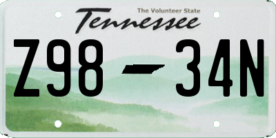 TN license plate Z9834N