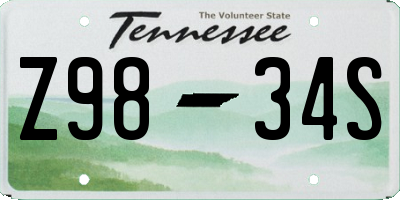 TN license plate Z9834S