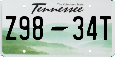 TN license plate Z9834T