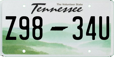 TN license plate Z9834U