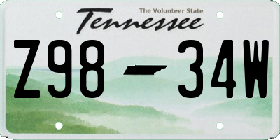 TN license plate Z9834W