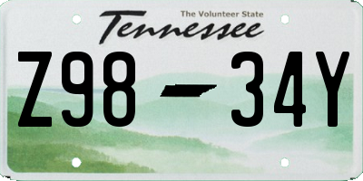 TN license plate Z9834Y
