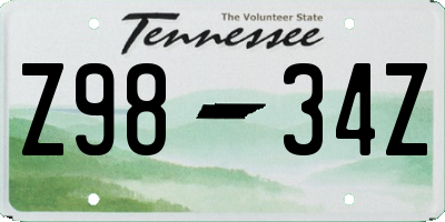 TN license plate Z9834Z