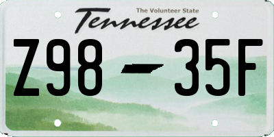 TN license plate Z9835F