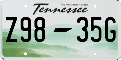 TN license plate Z9835G