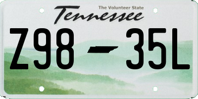 TN license plate Z9835L