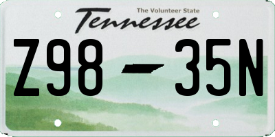 TN license plate Z9835N