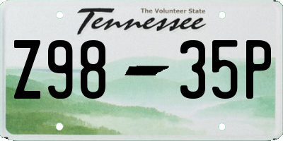 TN license plate Z9835P