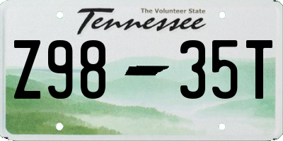 TN license plate Z9835T