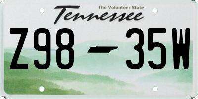 TN license plate Z9835W