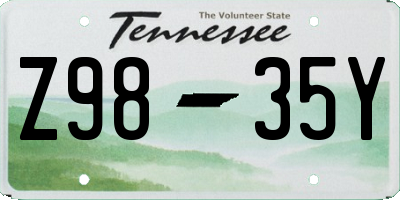 TN license plate Z9835Y