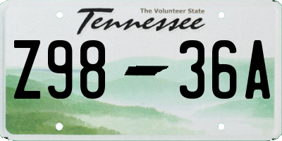 TN license plate Z9836A