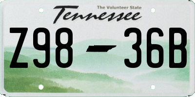 TN license plate Z9836B