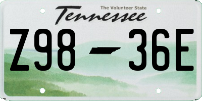 TN license plate Z9836E