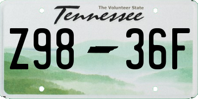 TN license plate Z9836F