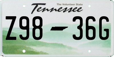 TN license plate Z9836G