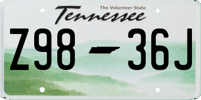 TN license plate Z9836J