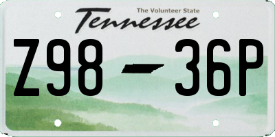 TN license plate Z9836P