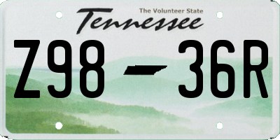 TN license plate Z9836R