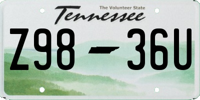 TN license plate Z9836U