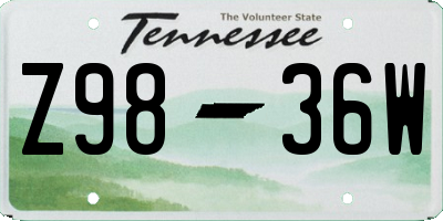 TN license plate Z9836W