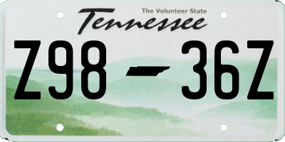 TN license plate Z9836Z