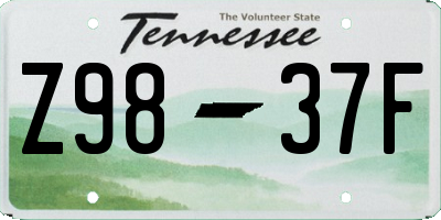 TN license plate Z9837F