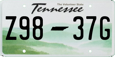 TN license plate Z9837G