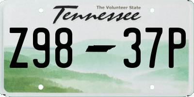 TN license plate Z9837P