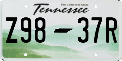 TN license plate Z9837R