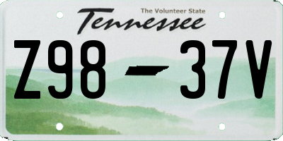 TN license plate Z9837V