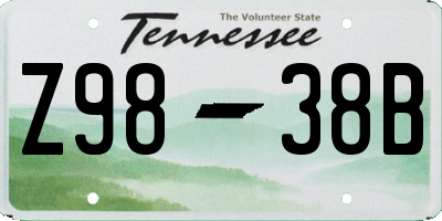 TN license plate Z9838B