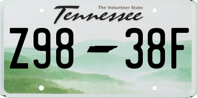 TN license plate Z9838F