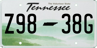 TN license plate Z9838G