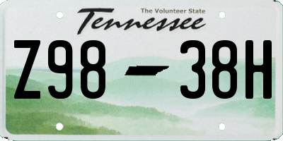 TN license plate Z9838H