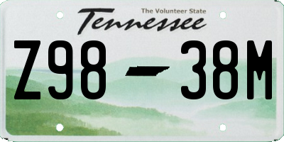 TN license plate Z9838M