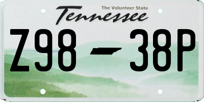 TN license plate Z9838P